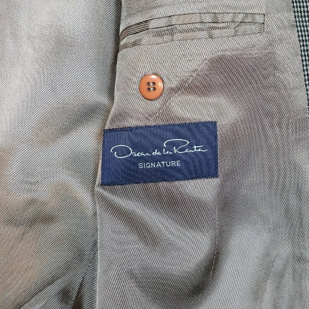Oscar de la Renta Vintage Blazer‎ Double-Breasted Wool with Micro Weave Size 40R
